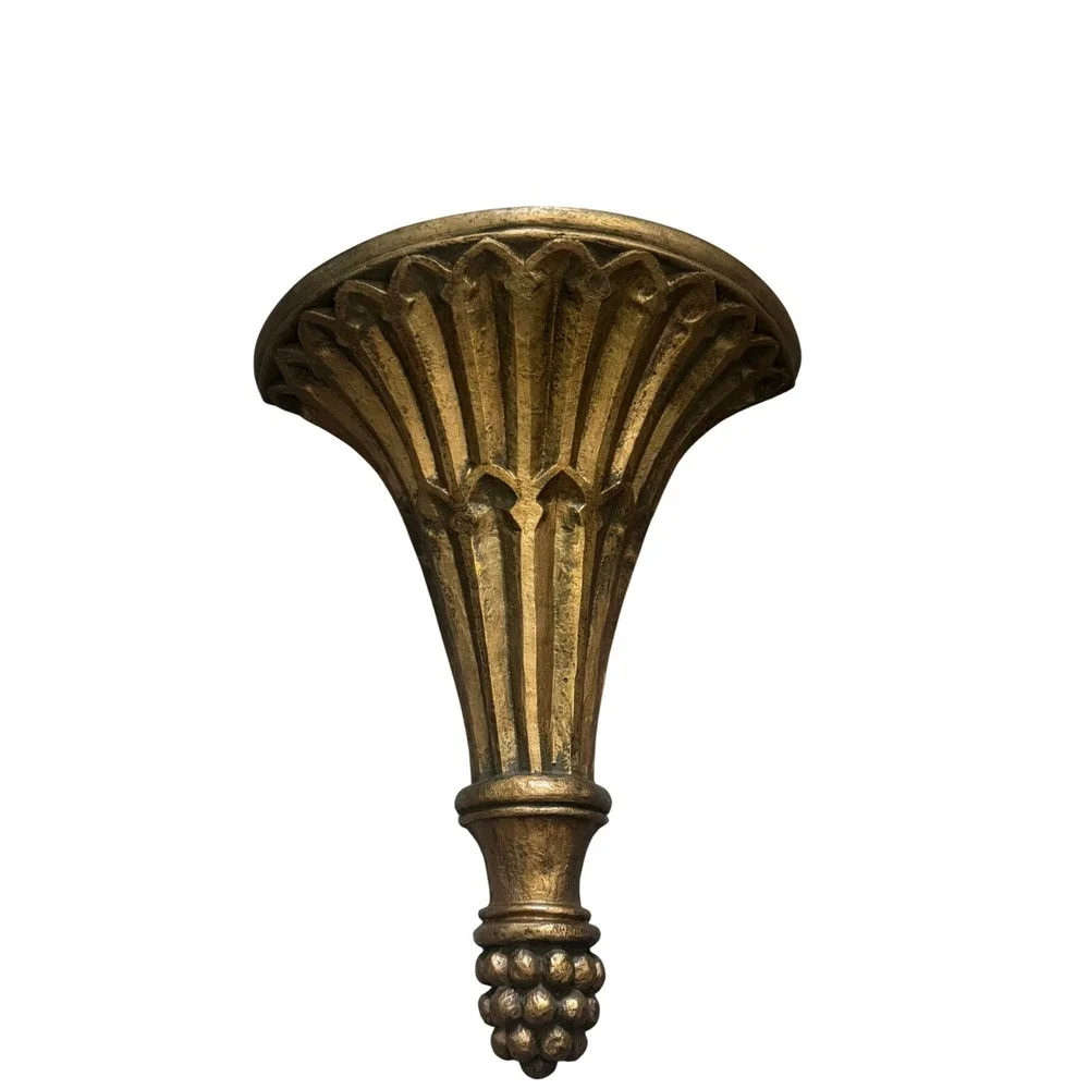 Vintage Gold Fluted Trumpet Wall Corbel Shelf Decorative Architectural Sconce